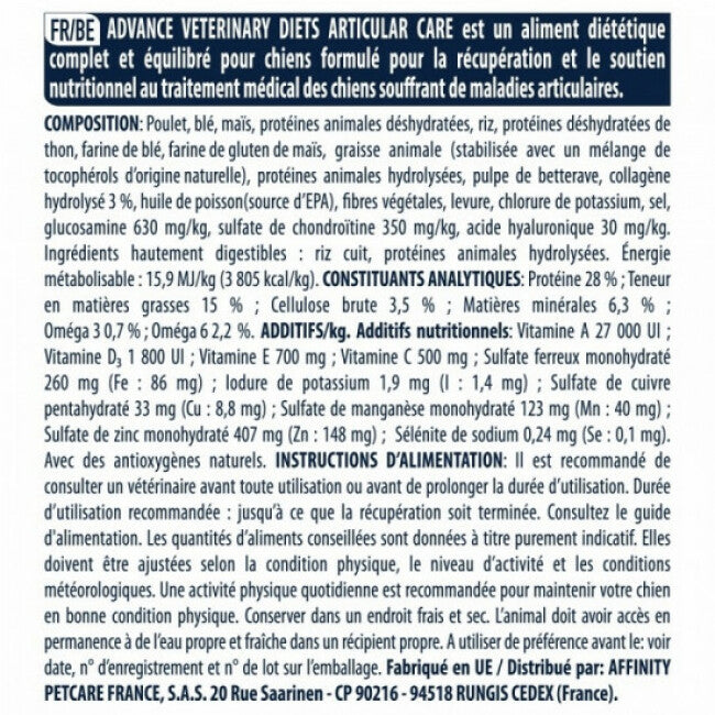 Croquettes Advance pour chiens Veterinary Diets Articular Care