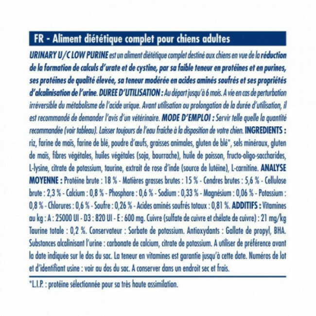 Croquettes Royal Canin Veterinary Diet Urinary U/C LP pour chiens