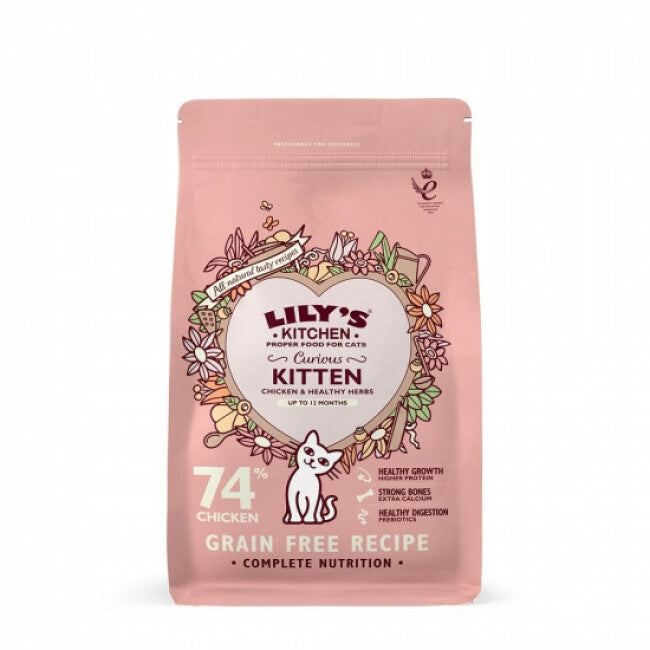 Croquettes sans céréales pour chaton au poulet Lily's Kitchen Sac 800 g