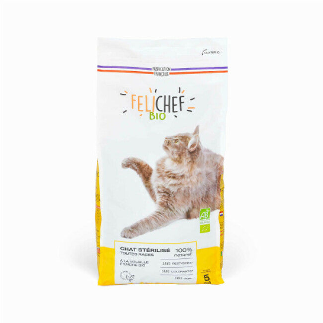 Croquettes Felichef Bio pour chat stérilisé