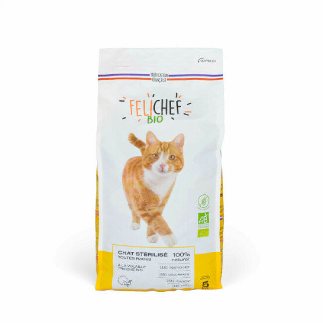 Croquettes Felichef Bio sans céréales pour chat stérilisé