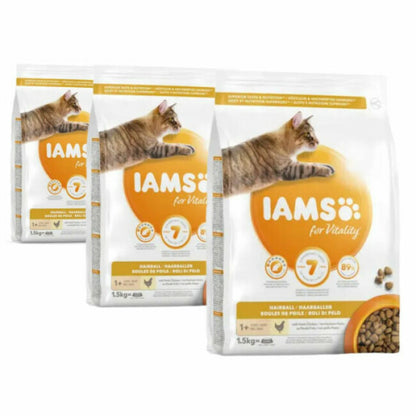 Croquettes IAMS Vitality boules de poils au Poulet pour Chat